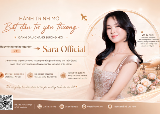 📢 THÔNG BÁO CHÍNH THỨC Từ ngày 10.08, fanpage TIEPVIENHANGKHONG.ORDERVIP sẽ chính thức đổi tên thành SARA OFFICIAL 💙